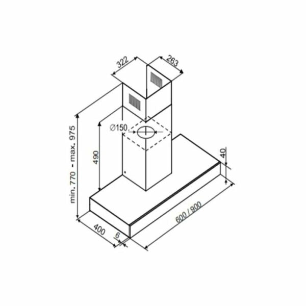 Hotte décorative murale DE DIETRICH DHB4674X