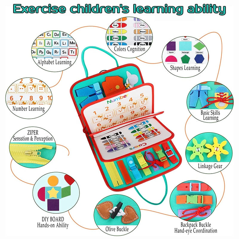 Tableau sensoriel Montessori, éducatif pour enfant 0-7ans : Explorez et Apprenez en S'Amusant