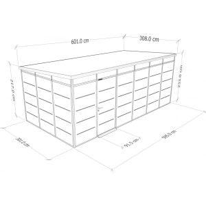 Abri de jardin modulaire isolé 6x3m blanc – plancher inclus – Everbox
