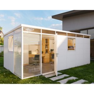 Abri de jardin modulaire isolé 6x3m blanc – plancher inclus – Everbox