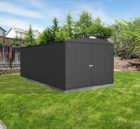 Garage en métal Zincalume – anthracite – double portes Melton XL 17,9m² – Cerland + Option Montage
