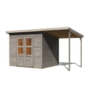 Abri de jardin en bois 5,2m² avec appentis – gris naturel – Merseburg 5 – Karibu