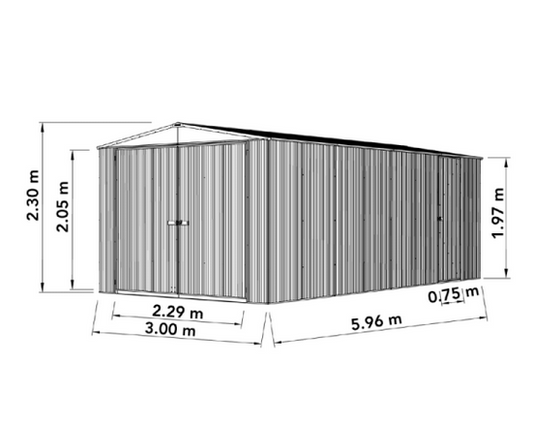 Garage en métal Zincalume – anthracite – double portes Melton XL 17,9m² – Cerland + Option Montage